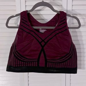 Women's Burgundy and Black Sports Bra